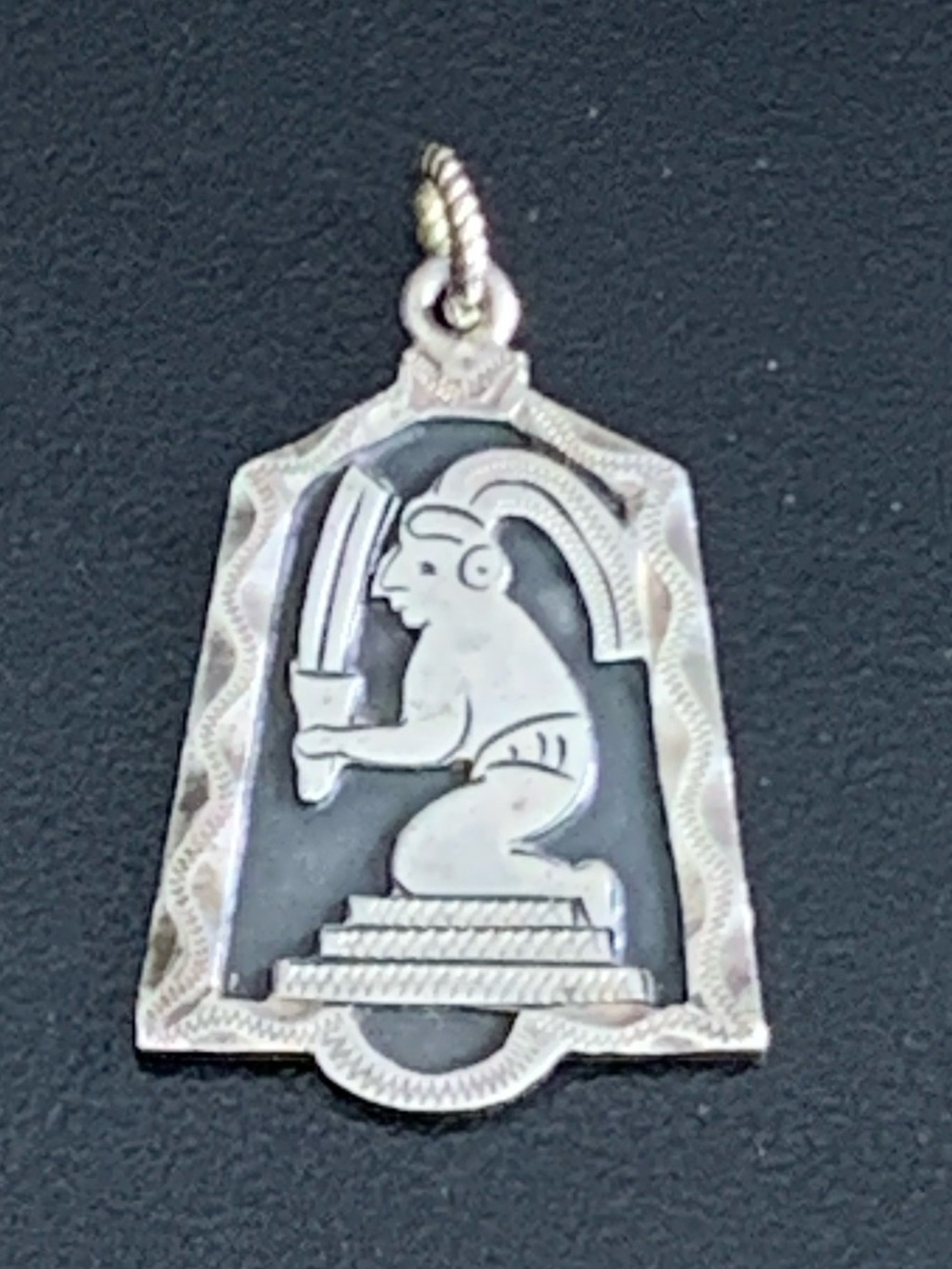Vintage 900 Silver Guatemala Mayan Warrior Archer Pendant Charm Handcrafted